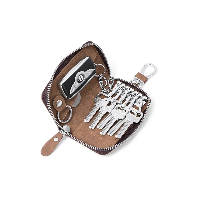 MashaLanti Microfiber Synthetic Leather Key Pouch Small Size Men's Coffee-5