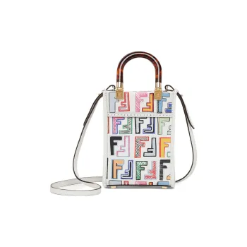 FENDI Sunshine Leather Tote Bag Shopping Bag Handbag Mini Women's Multicolor