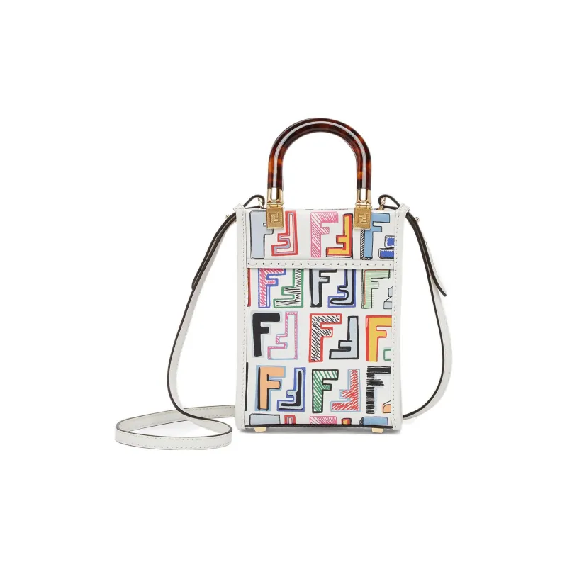 FENDI Sunshine Leather Tote Bag Shopping Bag Handbag Mini Women's Multicolor-0