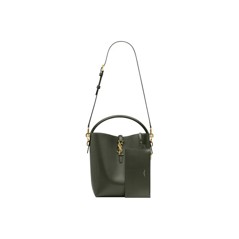 SAINT LAURENT Shiny Cow Leather Shoulder Bag, Crossbody Bag, Handbag Regular Women's Dark Green-2