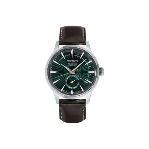 SEIKO Mechanical Movement Leather Strap Watch 40.5 Men's Watches Green Dial SSA459J1