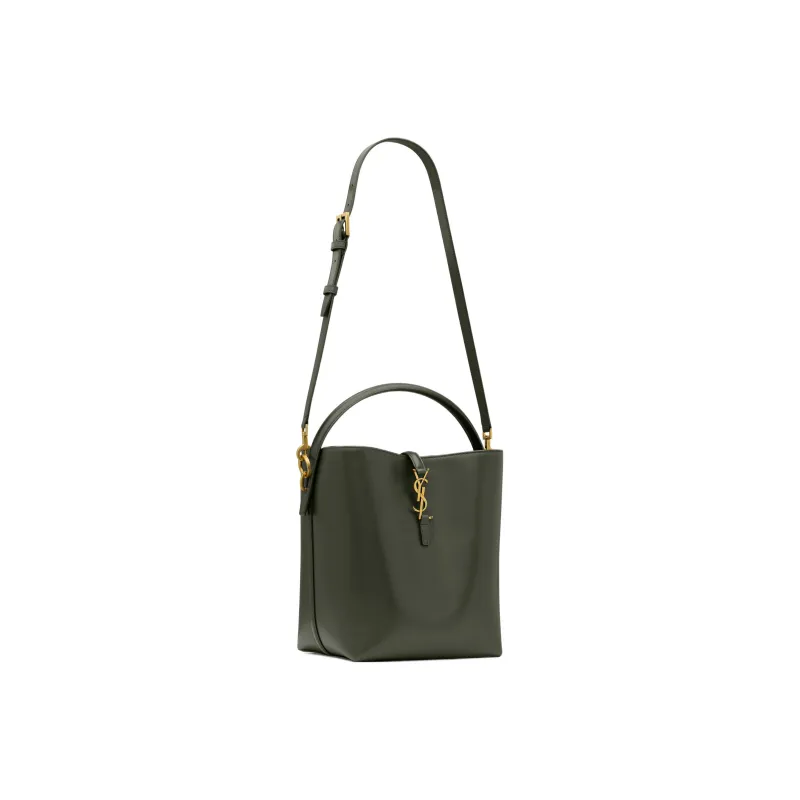 SAINT LAURENT Shiny Cow Leather Shoulder Bag, Crossbody Bag, Handbag Regular Women's Dark Green-3