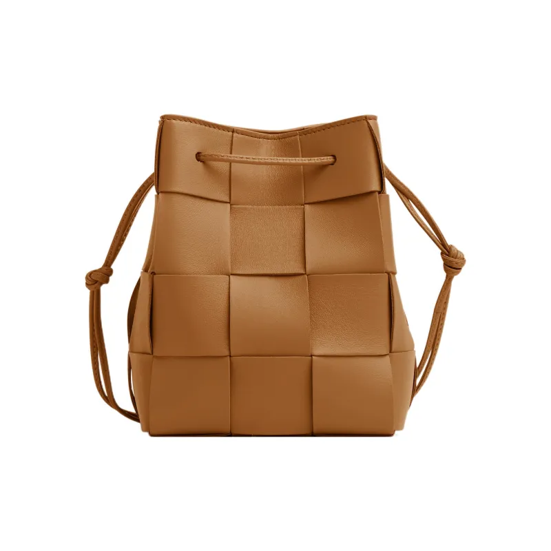 Bottega Veneta CASSETTE Sheepskin Bucket Bag, Shoulder Bag, Crossbody Bag Trumpets Women's Camel-0