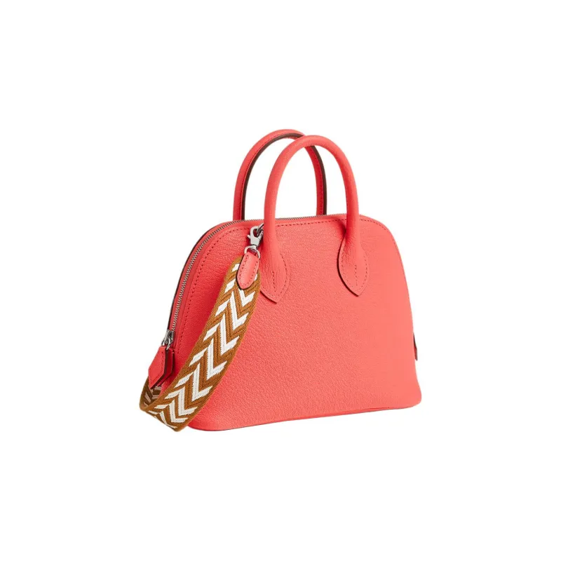 HERMES Bolide Mysore Goat Skin Bowling Bag Handbag Shoulder Bag Crossbody Bag Mini Women's Texas Pink/Gold/White-1