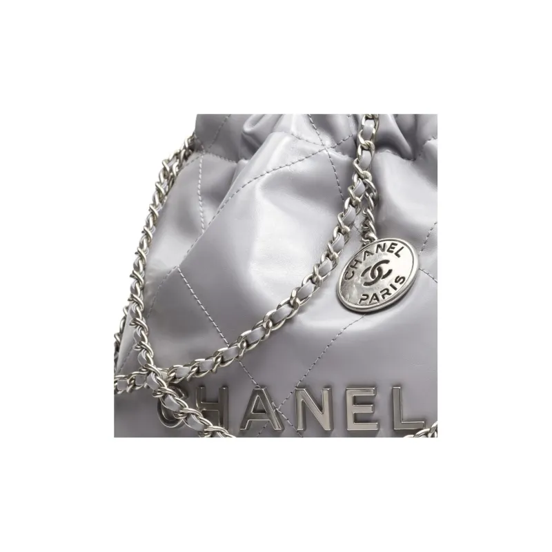 CHANEL 22Bag Bright Calfskin Bucket Bag, Shoulder Bag, Crossbody Bag Mini Women's Silver-2