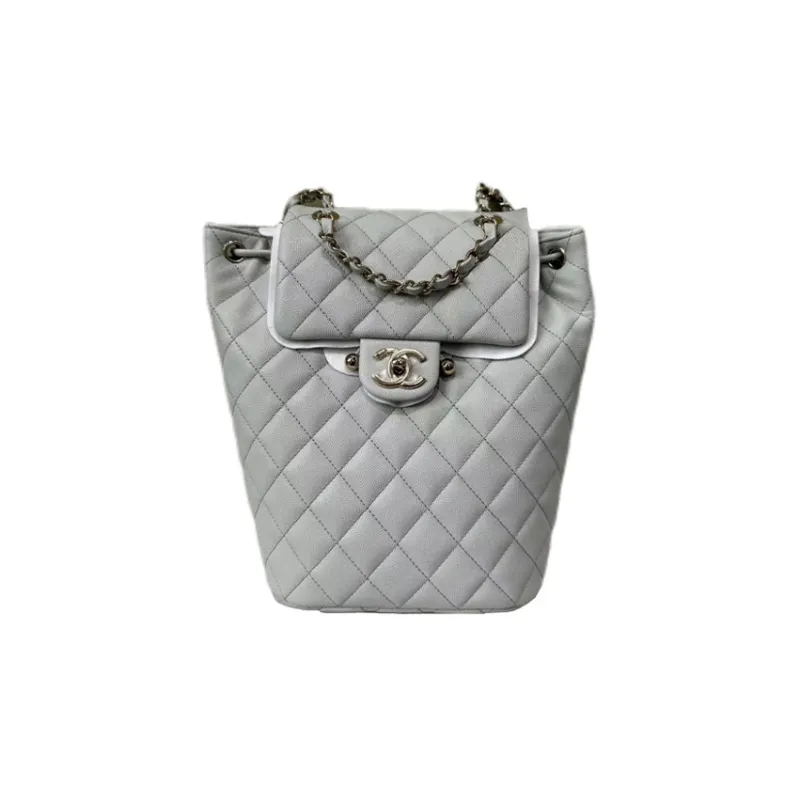 CHANEL Cow Leather Salzburg Backpack Tubas Women's Blue Gray-0
