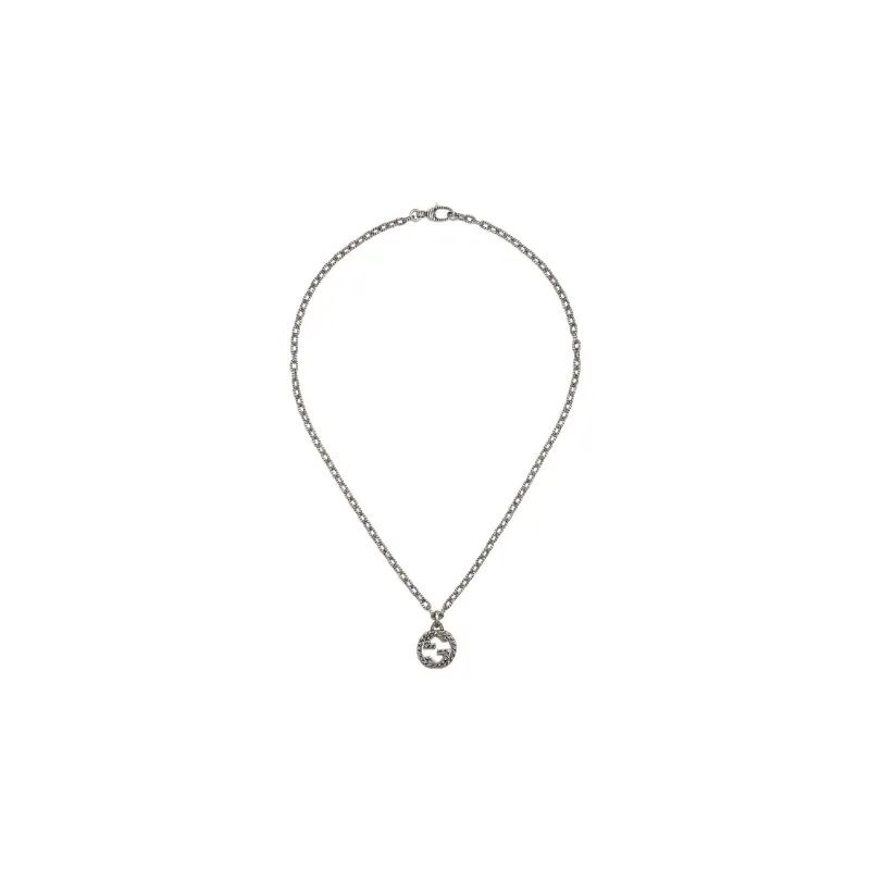 GUCCI 2000 2024 Sterling Silver Interlocking G Pendant Necklace-1