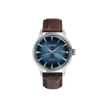 SEIKO Mechanical Movement Leather Strap Watch 40.5mm Men's Watches Blue Dial SRPK15J1