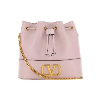 Valentino Vlogo Leather Bucket Bag Shoulder Bag, Crossbody Bag Mini Women's Pink