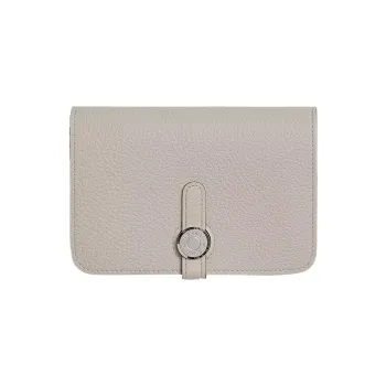 HERMES Dogon Togo Cow Leather Wallet Women's 8L Beton Concrete Gray/Glacier White
