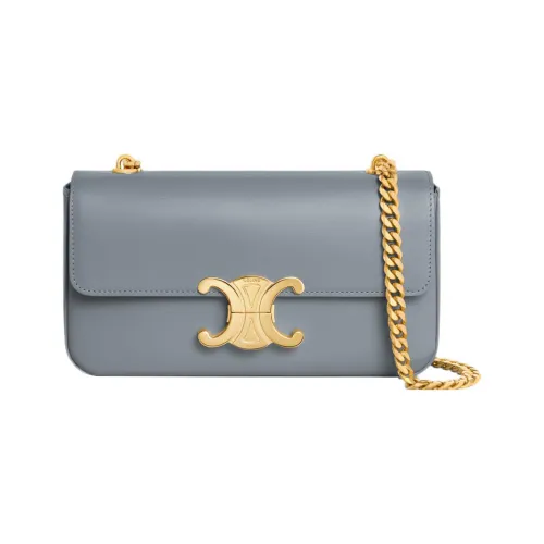 CELINE Triomphe Arc De Triomphe Shiny Cow Leather Crossbody Bag Shoulder Bag Regular Women's Blue Gray