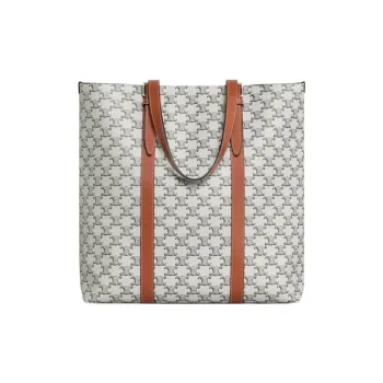 CELINE Cabas Cow Leather Binding Tote Bag, Shopping Bag, Handbag Regular Men's Tan/Light Umber