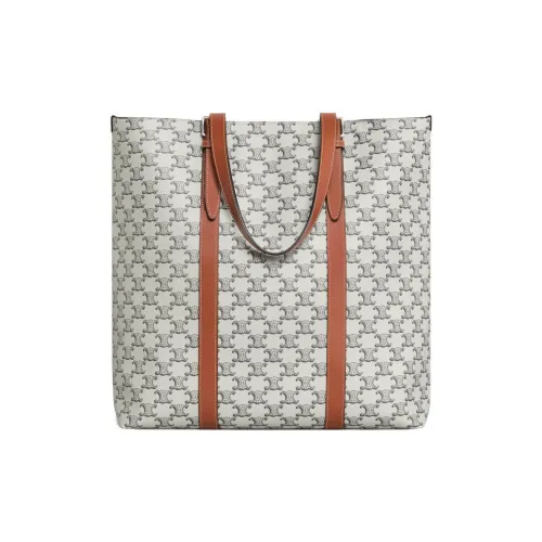 CELINE Cabas Cow Leather Binding Tote Bag, Shopping Bag, Handbag Regular Men's Tan/Light Umber