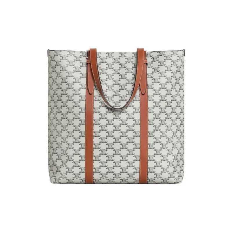 CELINE Cabas Cow Leather Binding Tote Bag, Shopping Bag, Handbag Regular Men's Tan/Light Umber-0