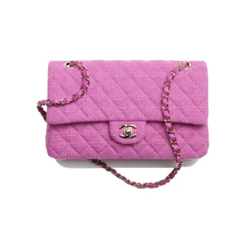 CHANEL Classic Flap CF Wool Plaid Shoulder Bag, Crossbody Bag Women's Purple
