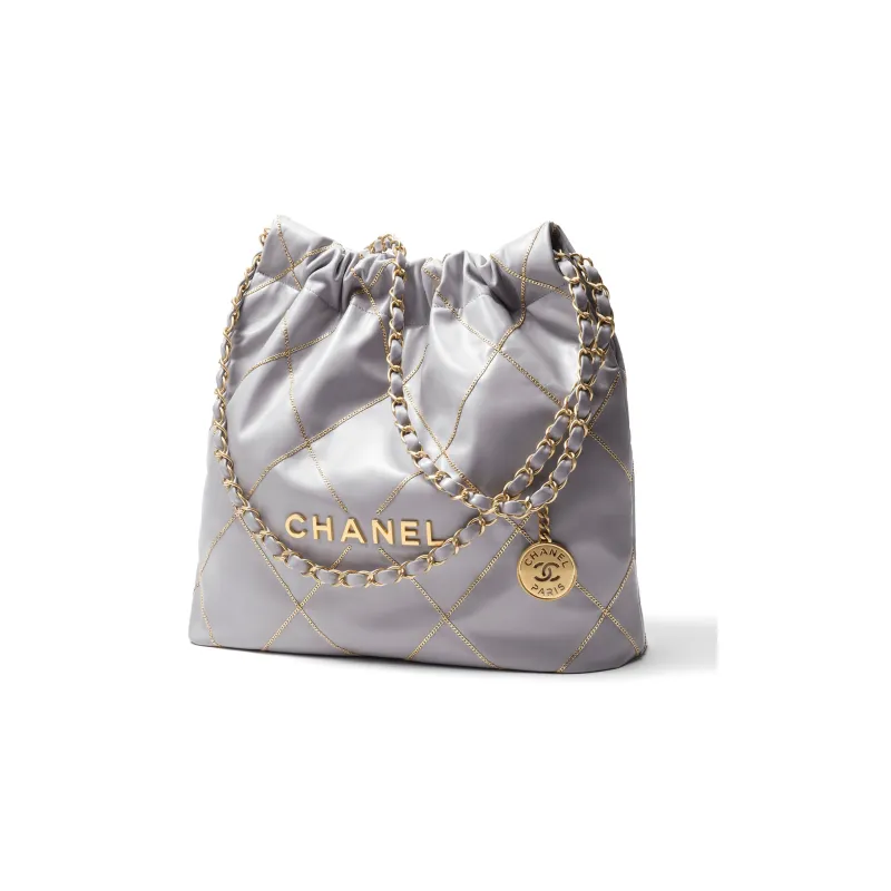 CHANEL 22Bag Smooth Finish Calfskin Tote Bag, Shopping Bag, Portable Crossbody Bag, Shoulder Bag Women's Gray-1