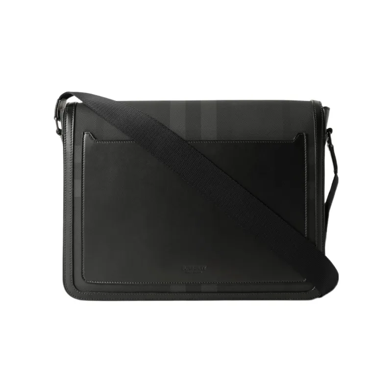 Burberry Artificial Leather With Cotton Shoulder Bag Crossbody Bag Medium Size Men's Black-2