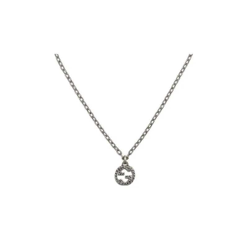 GUCCI 2000 2024 Sterling Silver Interlocking G Pendant Necklace-0