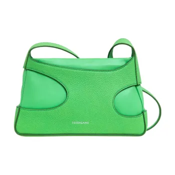 FERRAGAMO Stamped Calfskin Shoulder Bag Crossbody Bag Mini Women's Lime Green