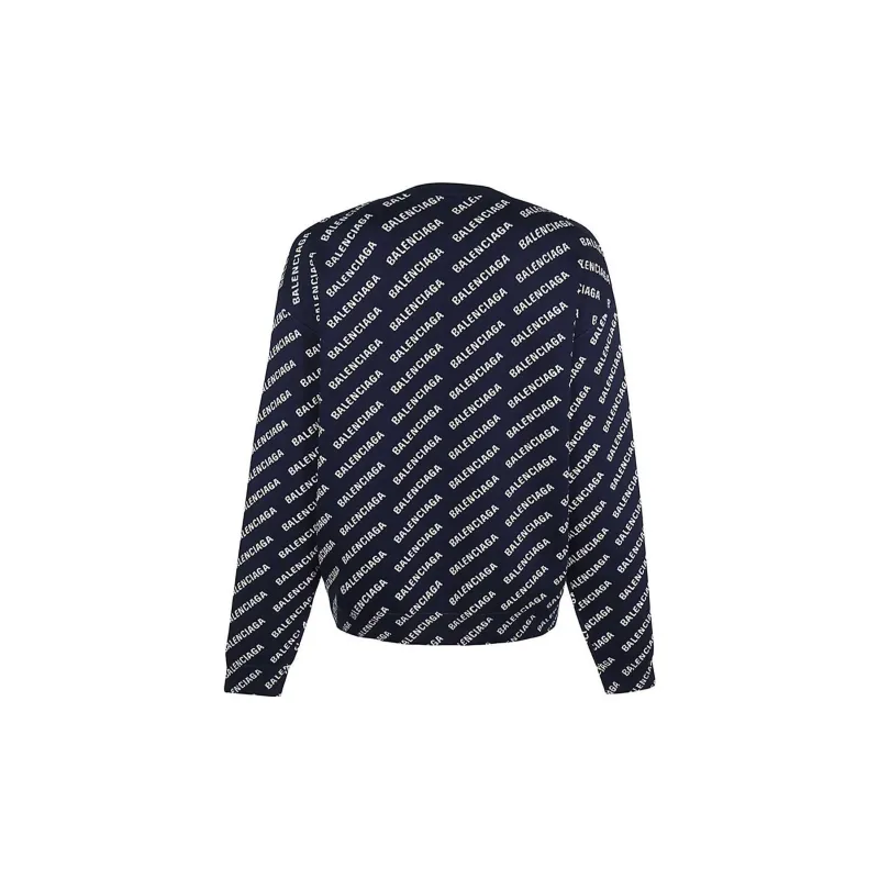 Balenciaga Allover Logo Printed Crewneck Knit Jumper-7