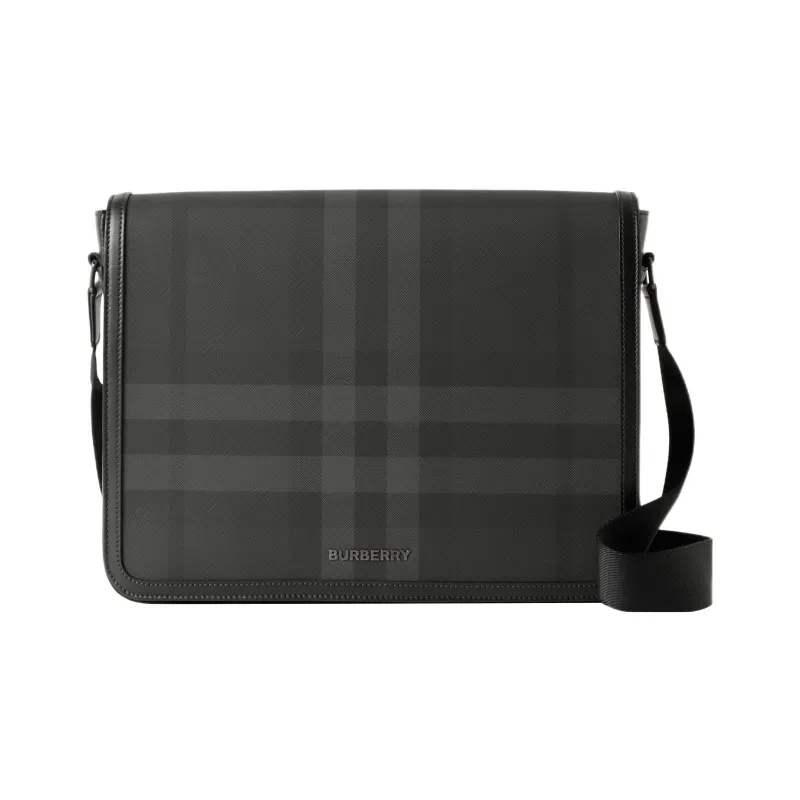 Burberry Artificial Leather With Cotton Shoulder Bag Crossbody Bag Medium Size Men's Black-0