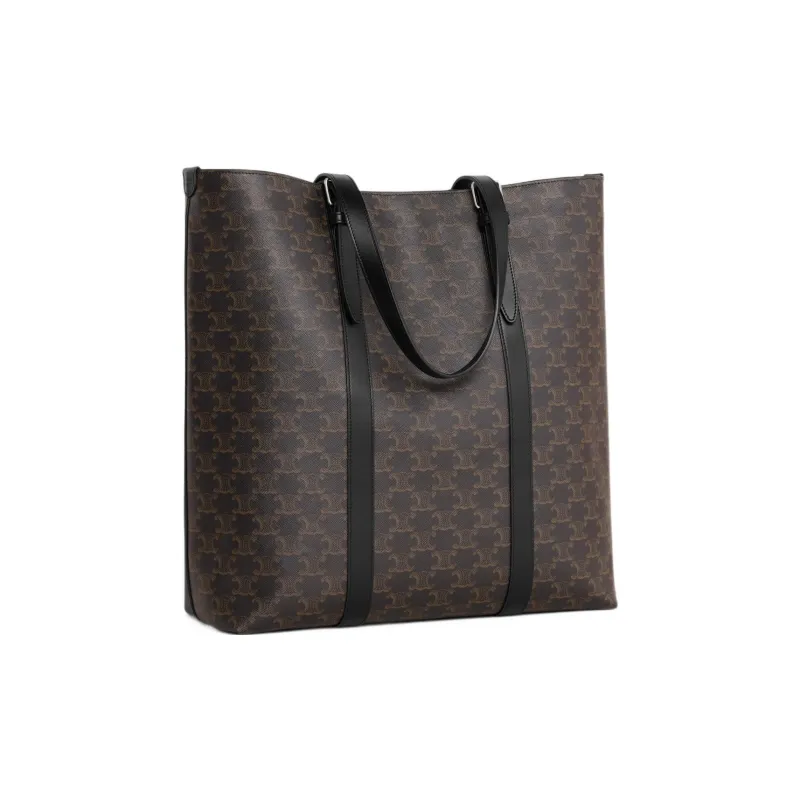 CELINE Cabas Cow Leather Binding Tote Bag Shopping Bag Handbag Men's Black-1
