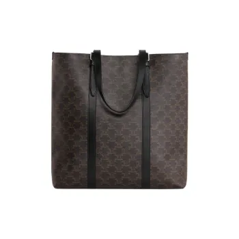 CELINE Cabas Cow Leather Binding Tote Bag Shopping Bag Handbag Men's Black