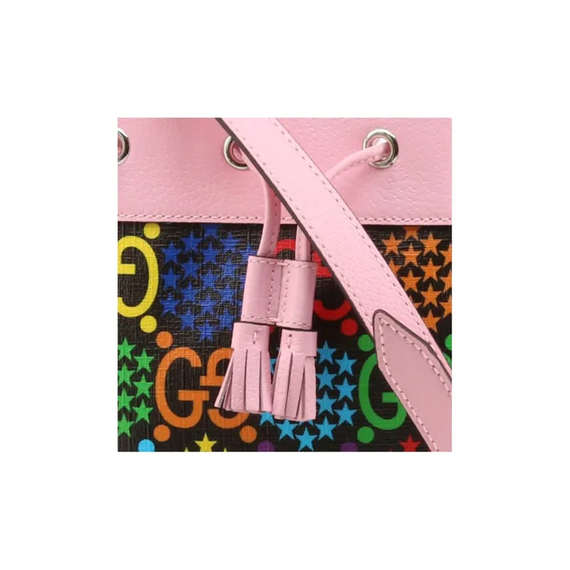 GUCCI Canvas With Leather Bucket Bags Shoulder Bag Crossbody Bag Women's Pink/Multicolor/Candy Color-4