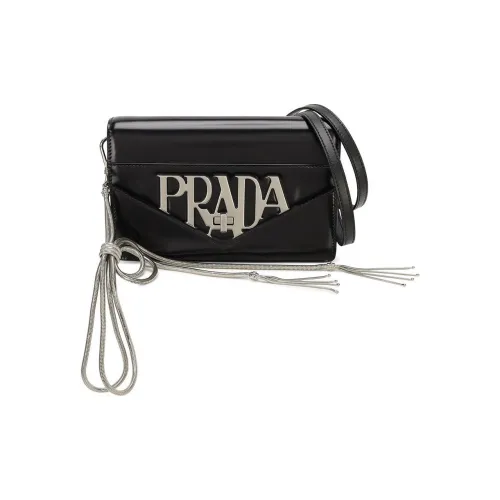 PRADA Leather Crossbody Bag Shoulder Bag Women's Black