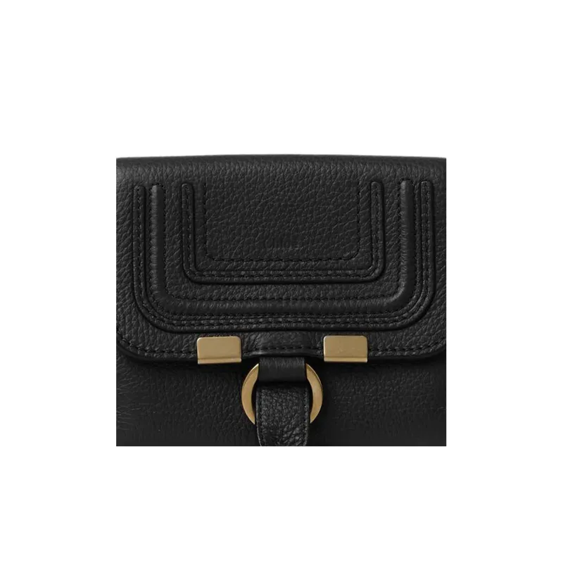 Chloe Marcie Grained Calfskin Wallet Regular Women's Black-5