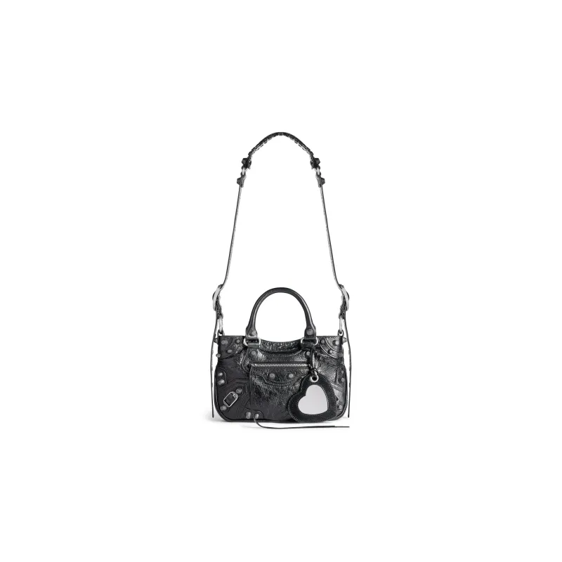 Balenciaga Neo Cagole Fine-Grained Sheepskin Tote Bag Shopping Bag Handbag Small Size Women's Black-0