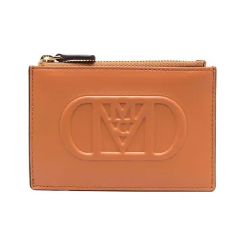 MCM Calfskin Card Holder Card Holder Mini Men's Brown