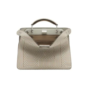 FENDI Peekaboo ISeeU Calfskin Shoulder Bag Crossbody Bag Handbag Mini Men's Beige