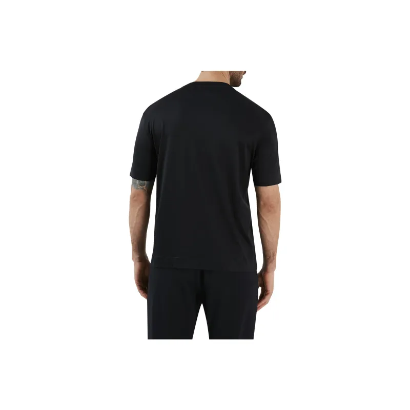 EMPORIO ARMANI Patterned Print Crew Neck Pullover Short Sleeved T Shirt Men's Black-1