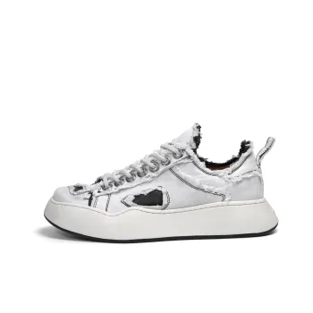 CROOKED CARD Anti-Slip Wear-Resistant Low-Top Skateboard Shoes Unisex White