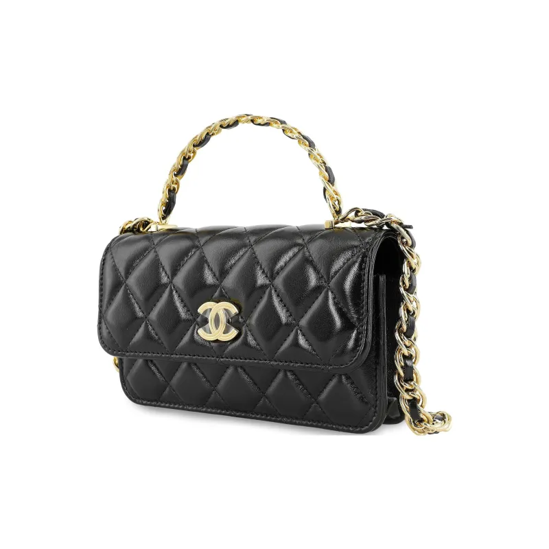 CHANEL Classic Flap CF Lambskin Shoulder Bag, Crossbody Bag Women's Black-1