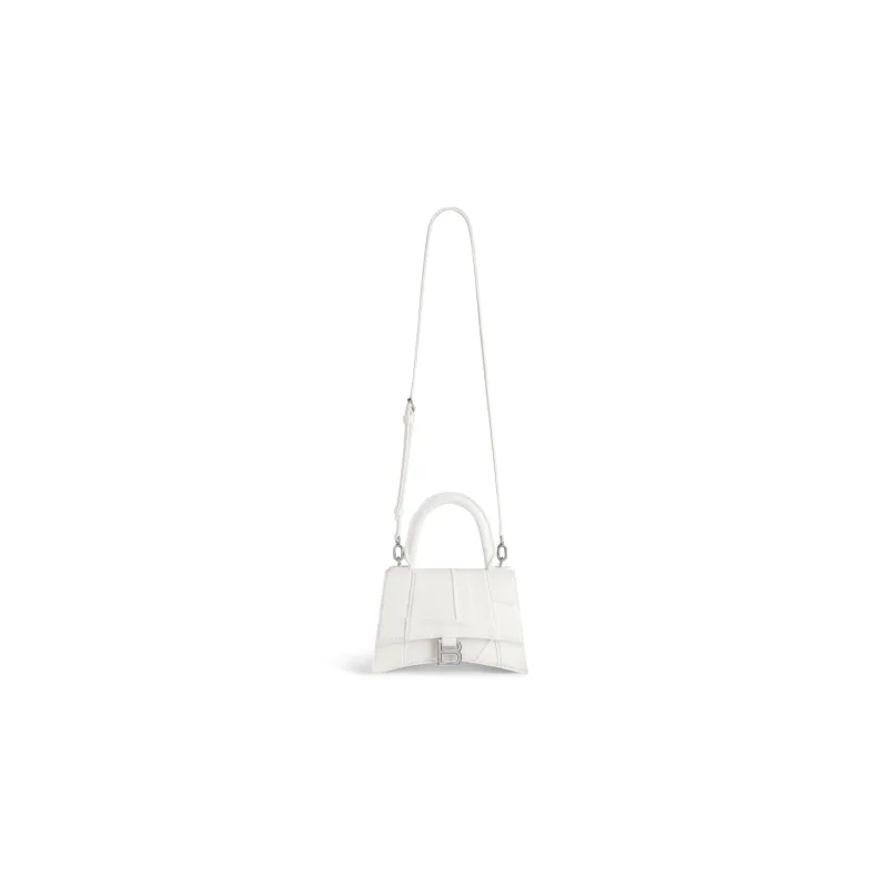 Balenciaga Hourglass Denim Blend Fabric Shoulder Bag, Crossbody Bag, Handbag Trumpets Women's White-4