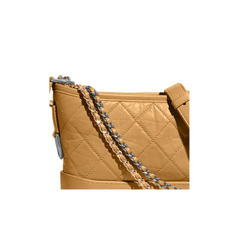 CHANEL Leather Chain Bag, Crossbody Bag, Handbag Women's Light Brown-1