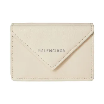 Balenciaga Leather Wallet Women's Cream