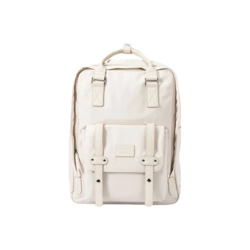 SEM/R PU Large Capacity Laptop Backpack Large Size Unisex Milk White/Black