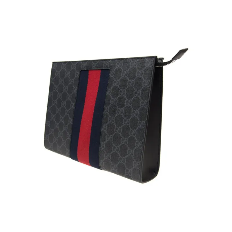 GUCCI Canvas Clutch Regular Men's Black Gray Color-1