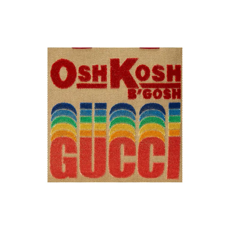 GUCCI OshKosh B'gosh Collaboration 100% Cotton Grosgrain Tote Bag Shopping Bag Handbag Kids' Beige/Red-7