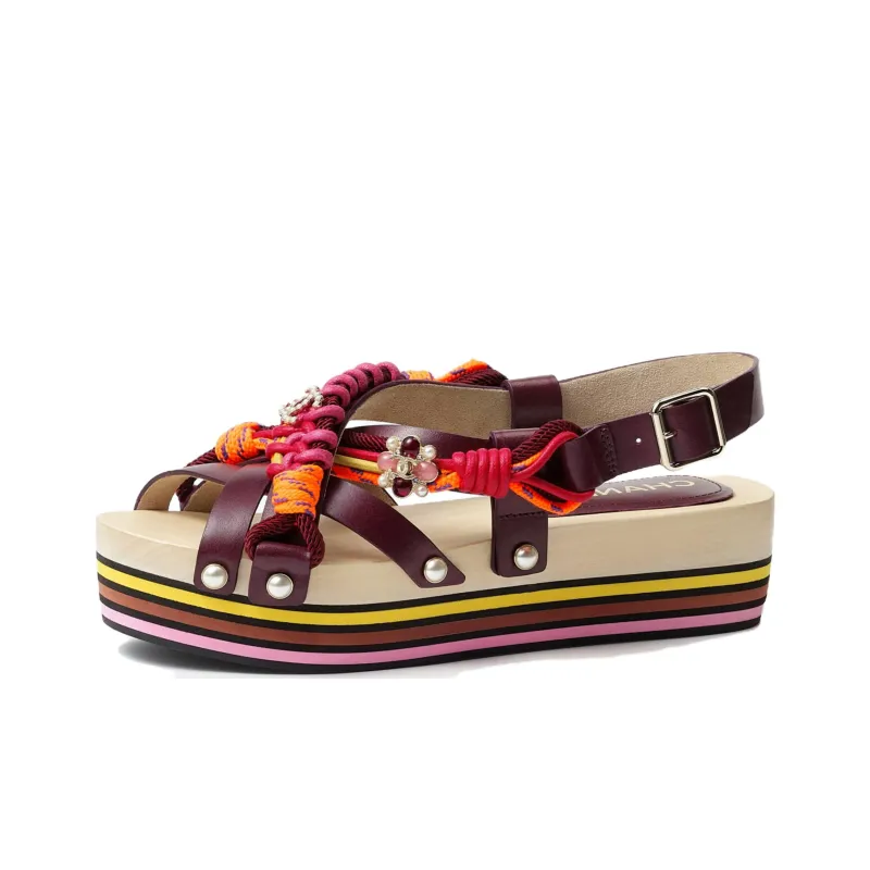 CHANEL Strap Sandals Women's Red-0