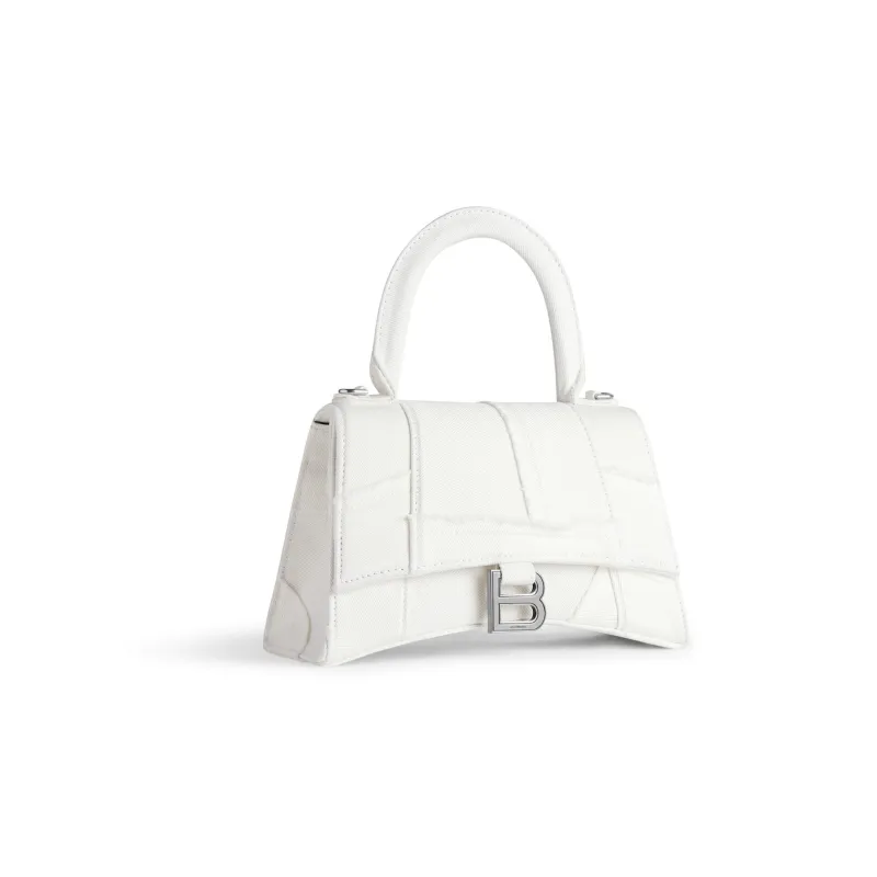 Balenciaga Hourglass Denim Blend Fabric Shoulder Bag, Crossbody Bag, Handbag Trumpets Women's White-1