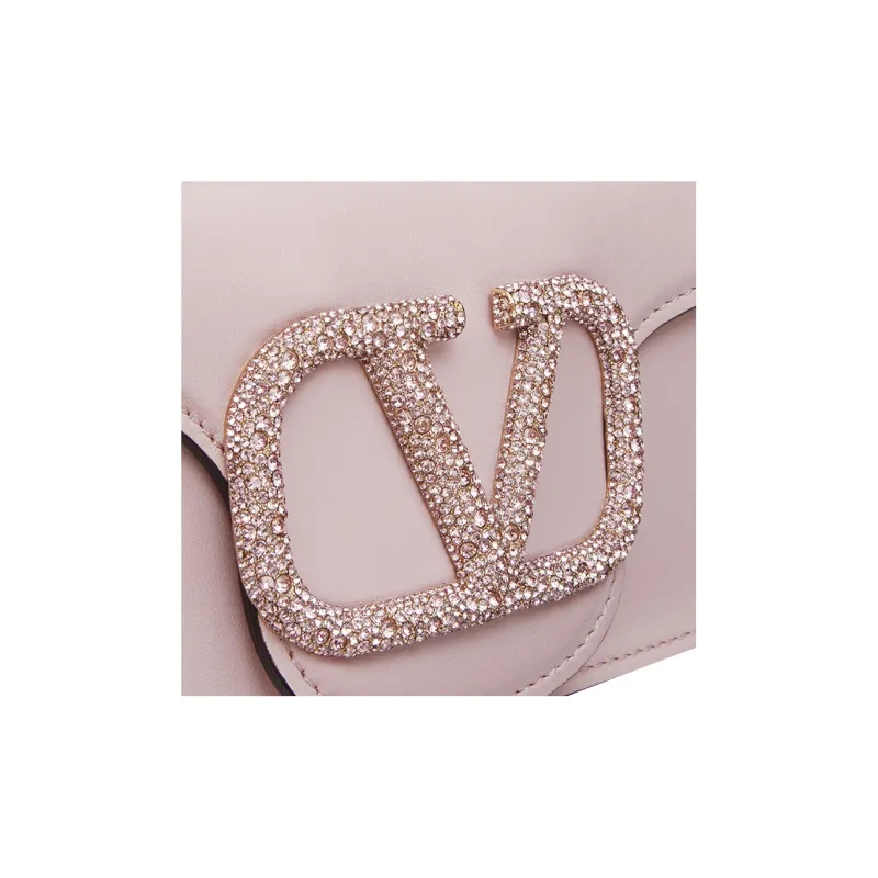 Valentino Locò Faux Crystal Shoulder Bag, Crossbody Bag, Handbag Mini Women's Light Pink-5
