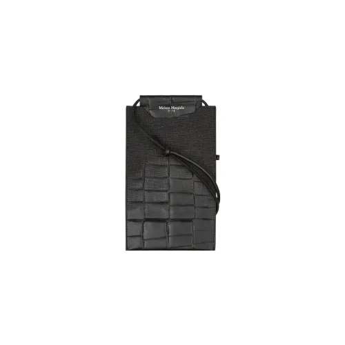 Maison Margiela Calfskin One Shoulder Crossbody Cell Phone Pouch Men's Black