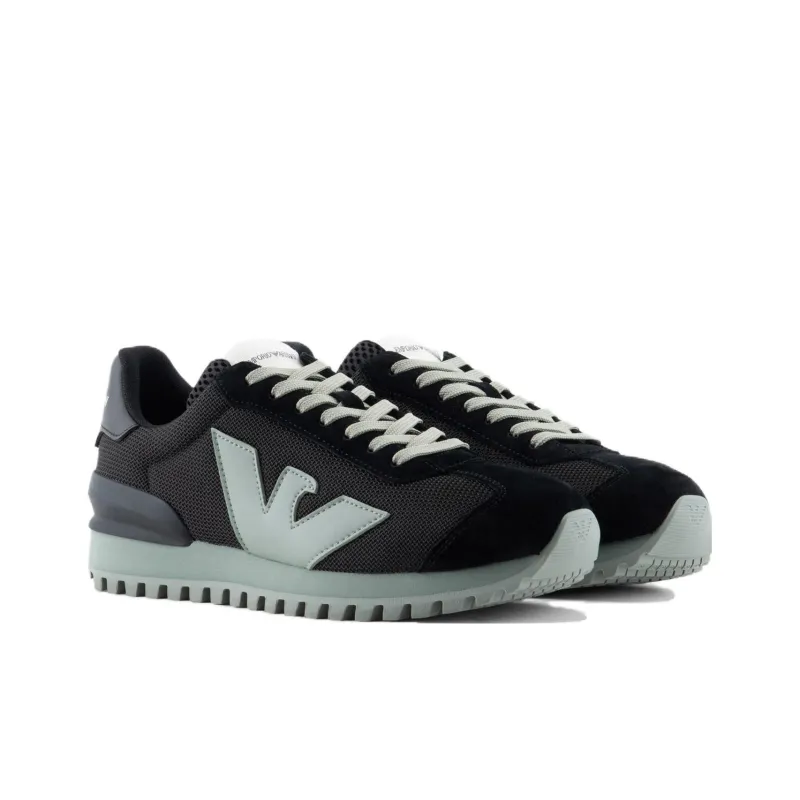 EMPORIO ARMANI Low Top Casual Shoes Men's Black Green-1