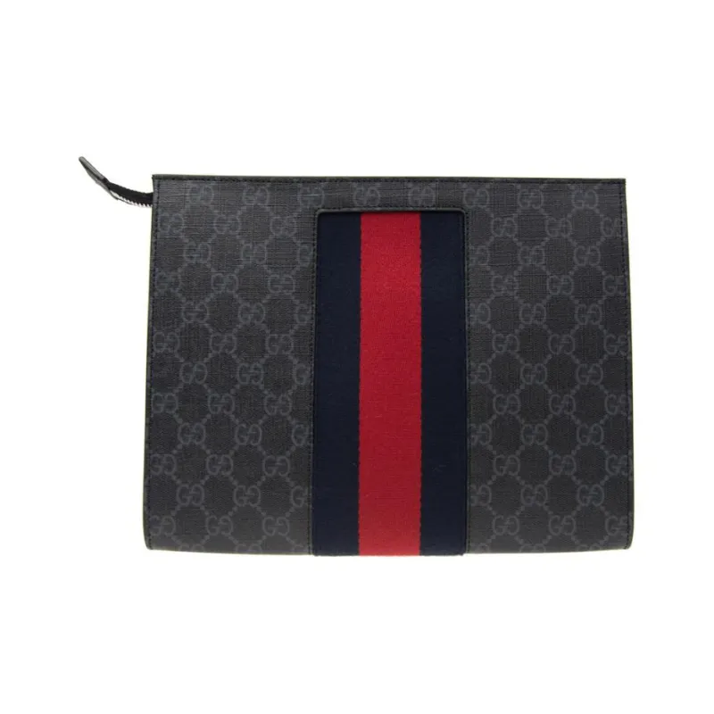 GUCCI Canvas Clutch Regular Men's Black Gray Color-2