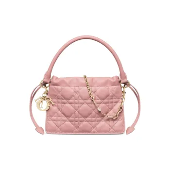 DIOR Lady Dior Sheepskin Shoulder Bag Crossbody Bag Handbag Mini Women's Vintage Pink