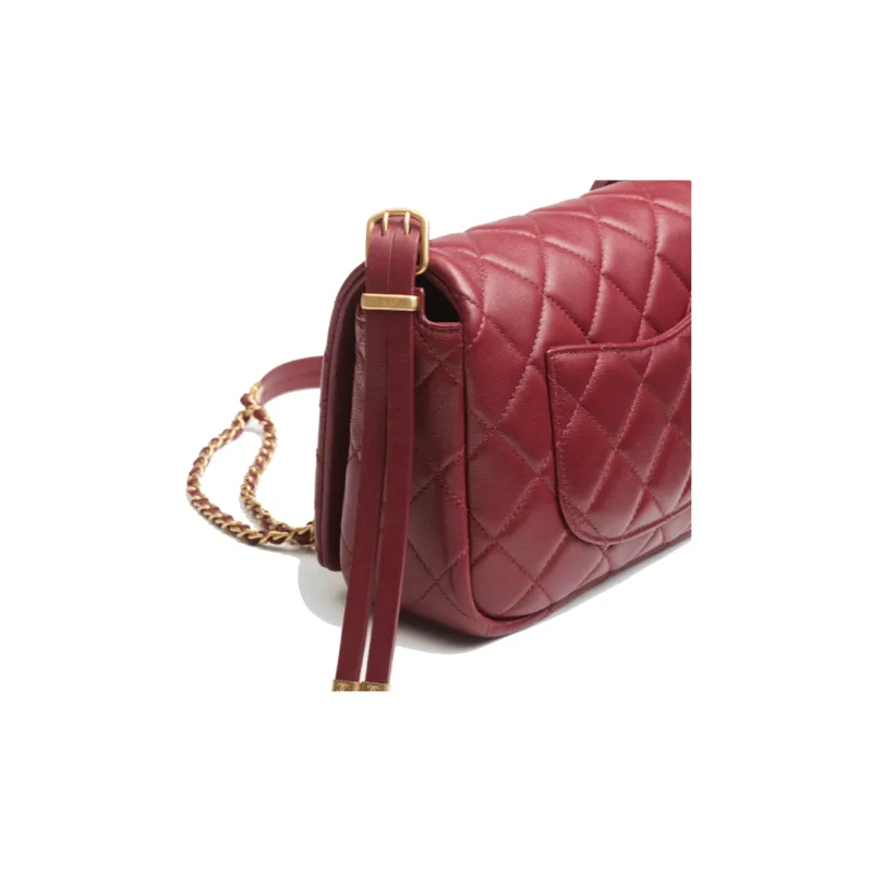 CHANEL Sheepskin Flap Bag, Shoulder Bag, Crossbody Bag Trumpets Women's Dark Brown-3